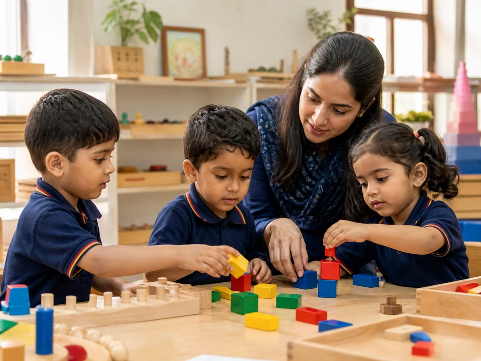 Montessori students at American School of A.I.